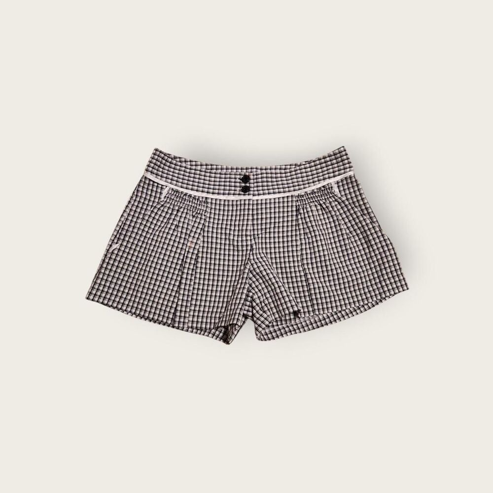 Vintage Y2k early 2000s XOXO black plaid low rise coquette preppy mini shorts